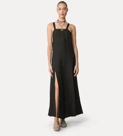 forte_forte Robes^robe à fines bretelles en lin noir