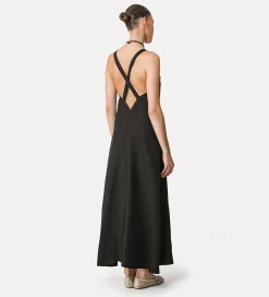 forte_forte Robes^robe à fines bretelles en lin noir