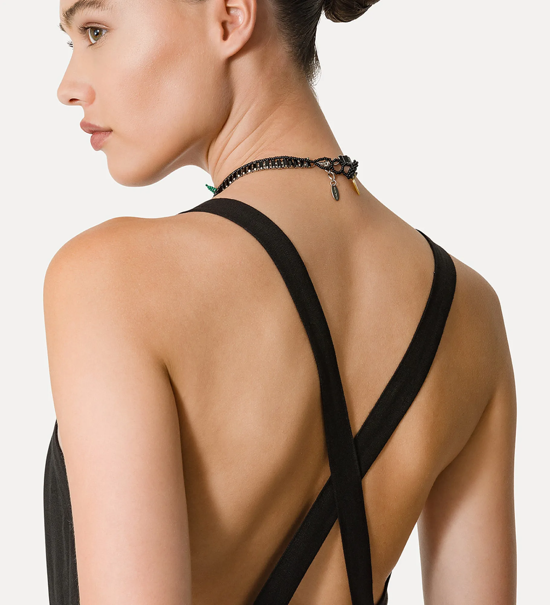 forte_forte Robes^robe à fines bretelles en lin noir