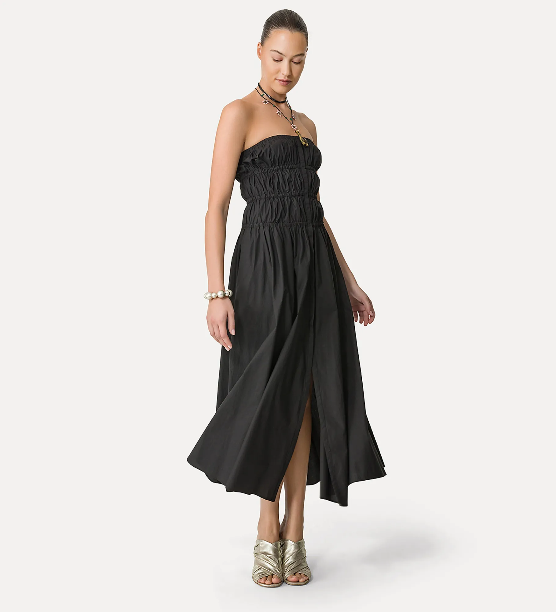 forte_forte Robes^robe bustier en popeline nero