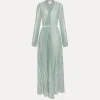 forte_forte Robes^robe croisée en jersey lurex acqua