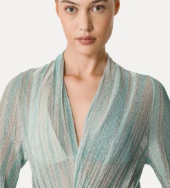 forte_forte Robes^robe croisée en jersey lurex acqua