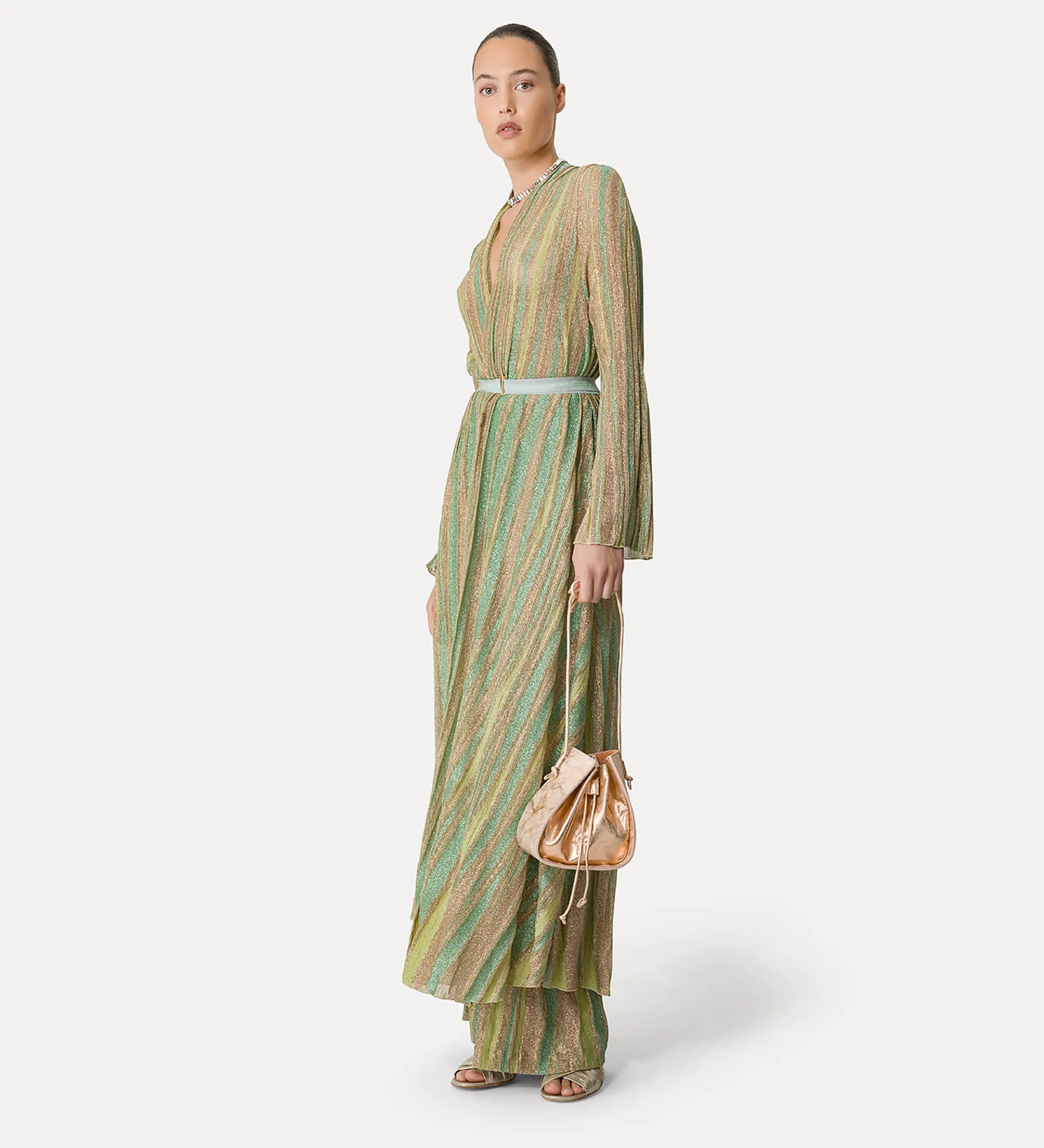 forte_forte Robes^robe croisée sur le devant en jersey lurex clorofilla