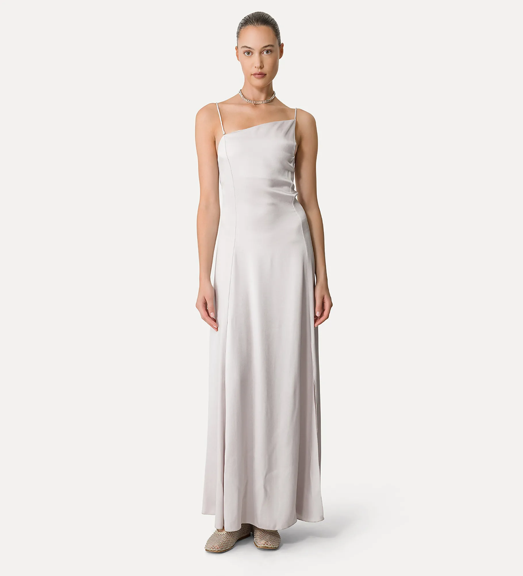 forte_forte Robes^robe en satin asymétrique madreperla