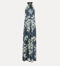forte_forte Robes^robe en satin avec col halter oltremare