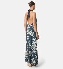 forte_forte Robes^robe en satin avec col halter oltremare