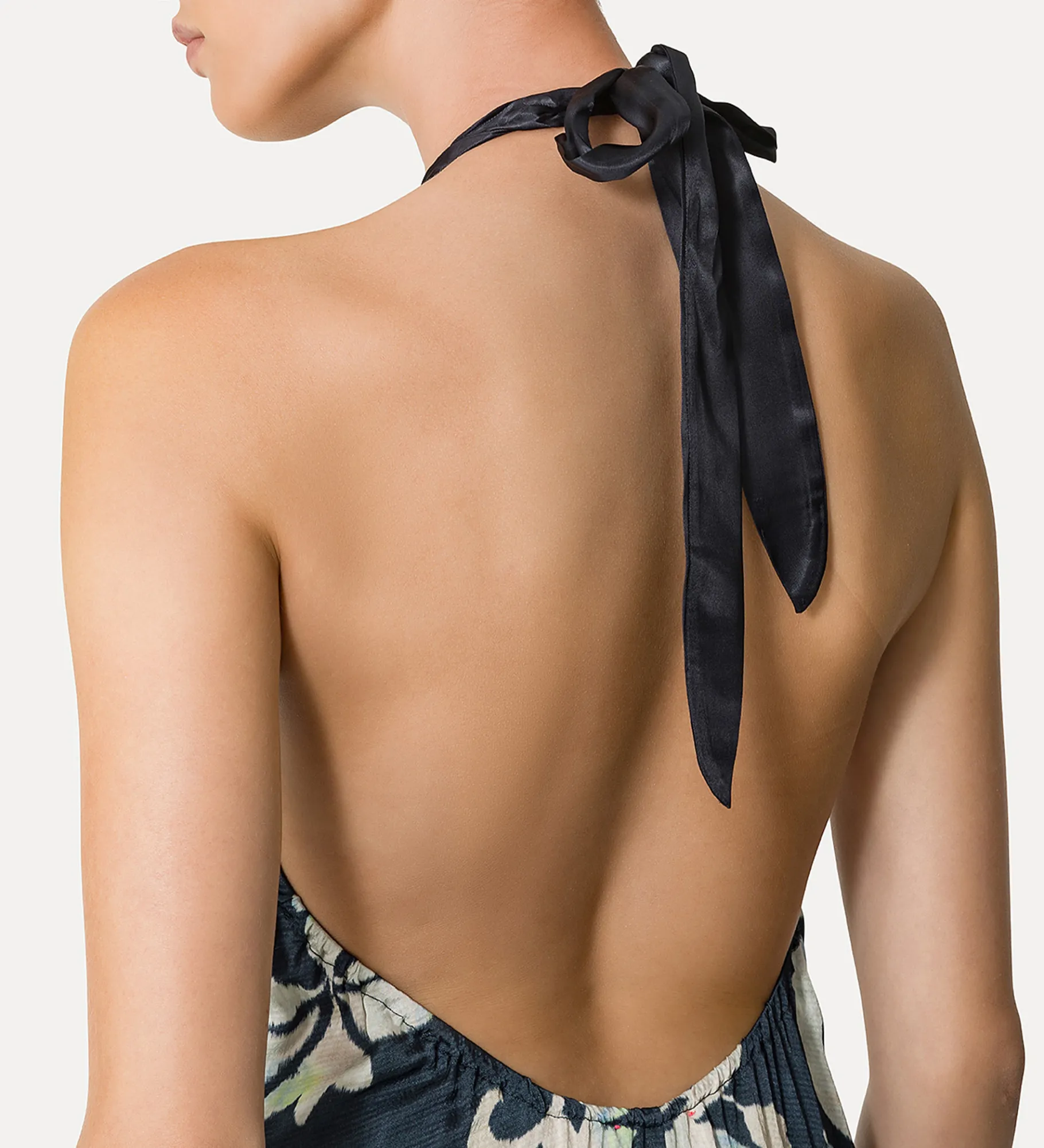 forte_forte Robes^robe en satin avec col halter oltremare