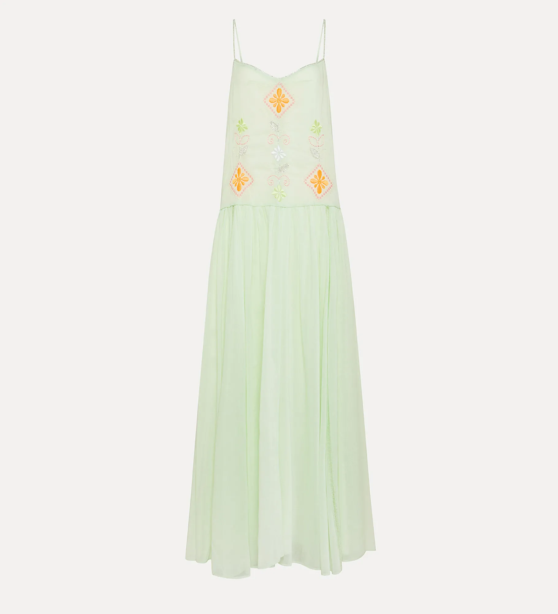 forte_forte Robes^robe en voile avec broderie “oniric blossom” mint