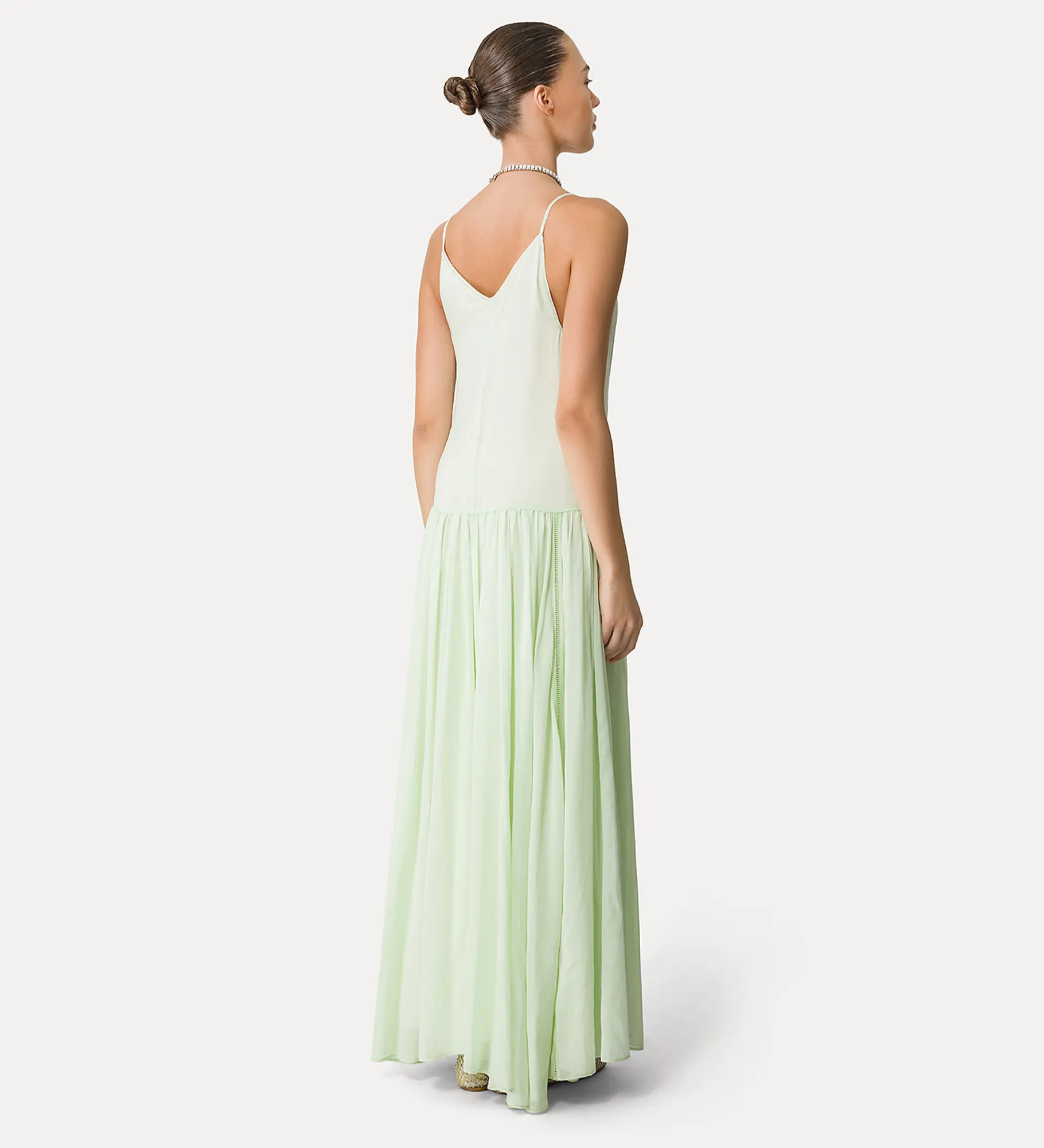 forte_forte Robes^robe en voile avec broderie “oniric blossom” mint