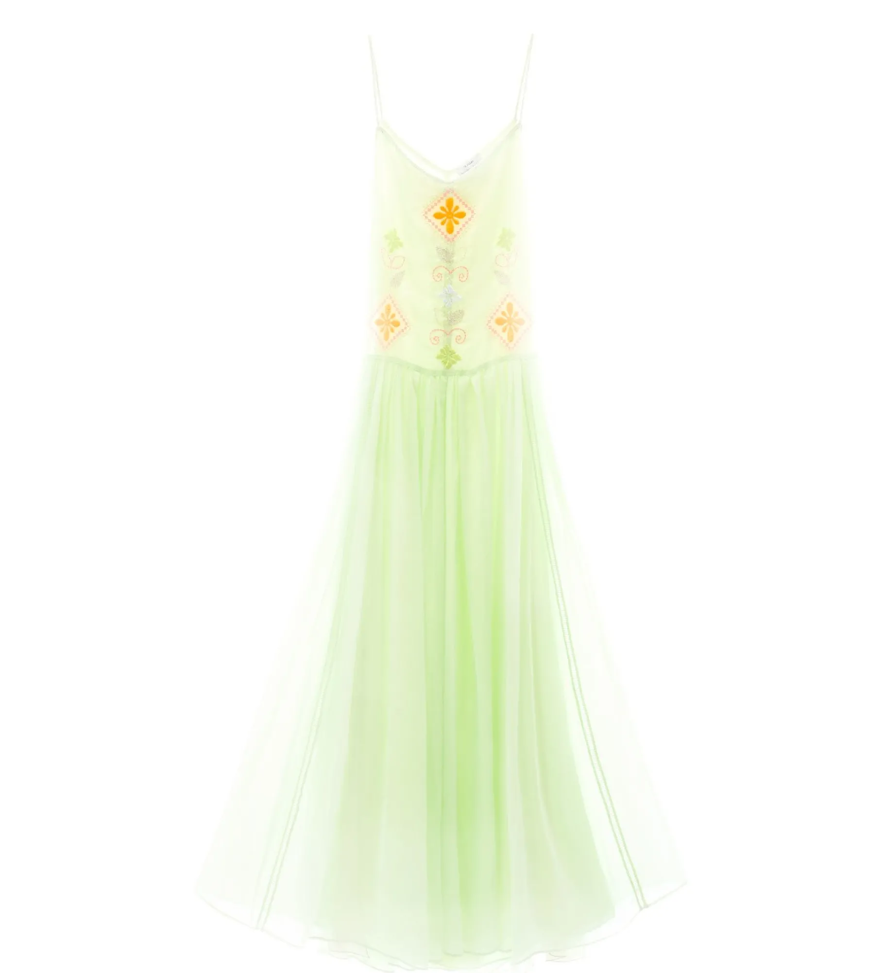 forte_forte Robes^robe en voile avec broderie “oniric blossom” mint