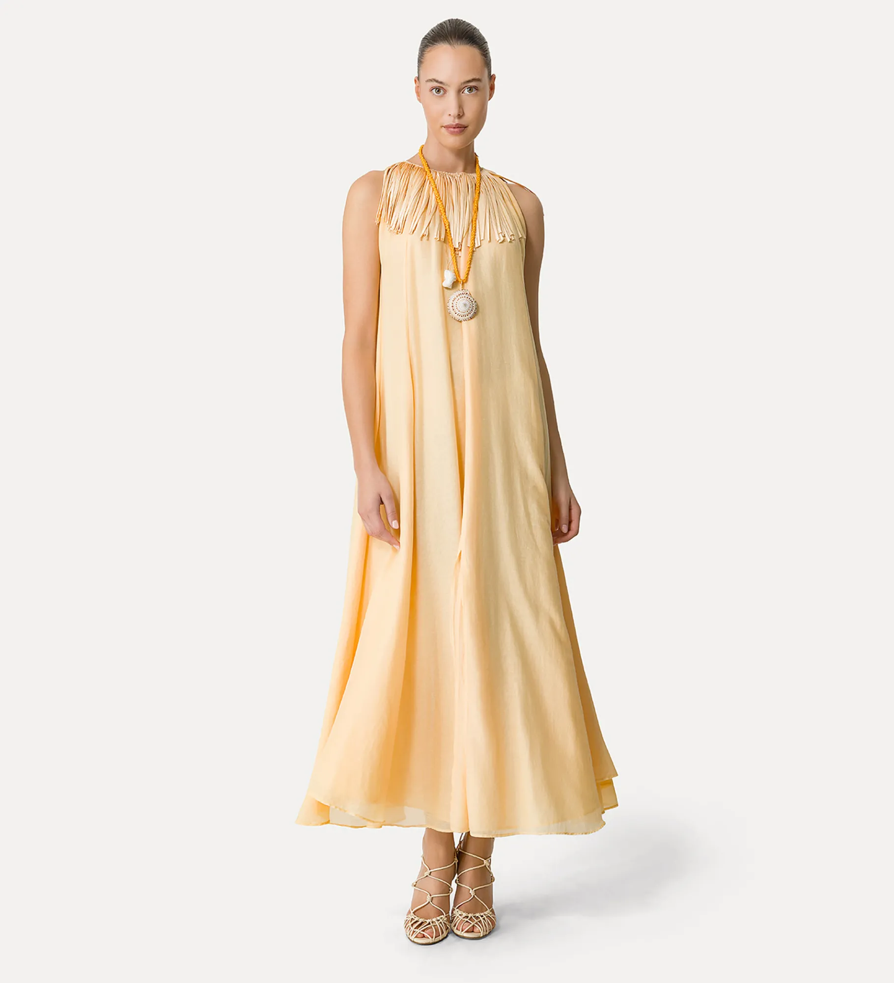 forte_forte Robes^robe en voile avec franges sole
