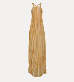 forte_forte Robes^robe longue à col carré en jersey lurex gold