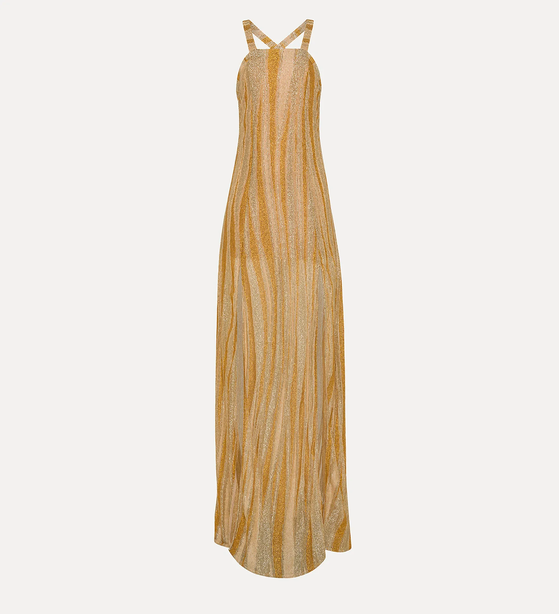 forte_forte Robes^robe longue à col carré en jersey lurex gold