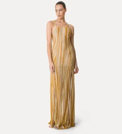 forte_forte Robes^robe longue à col carré en jersey lurex gold