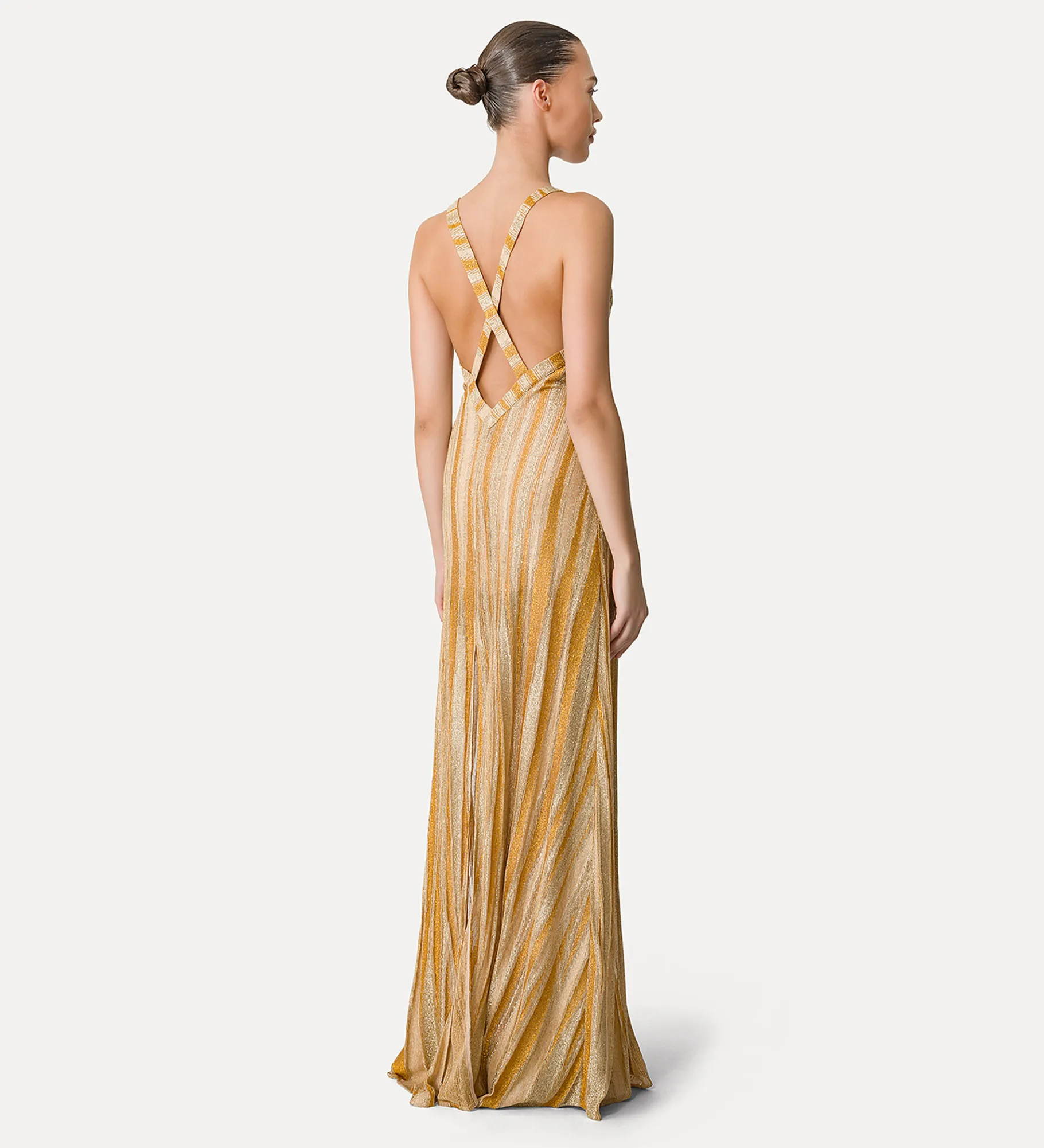 forte_forte Robes^robe longue à col carré en jersey lurex gold