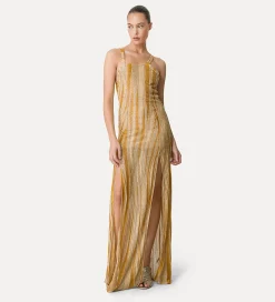 forte_forte Robes^robe longue à col carré en jersey lurex gold