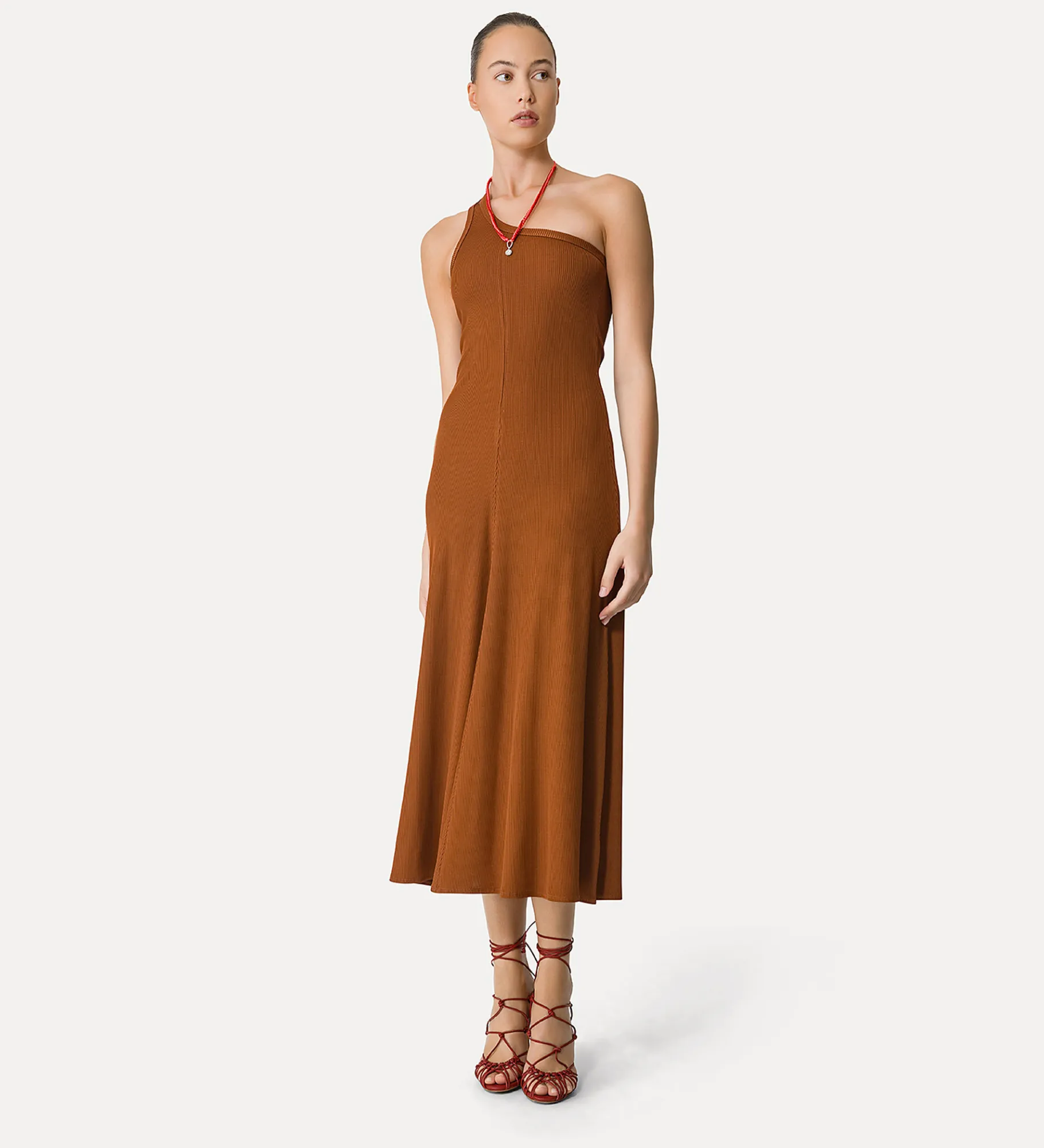 forte_forte Robes^robe longue à une épaule dénudée terra