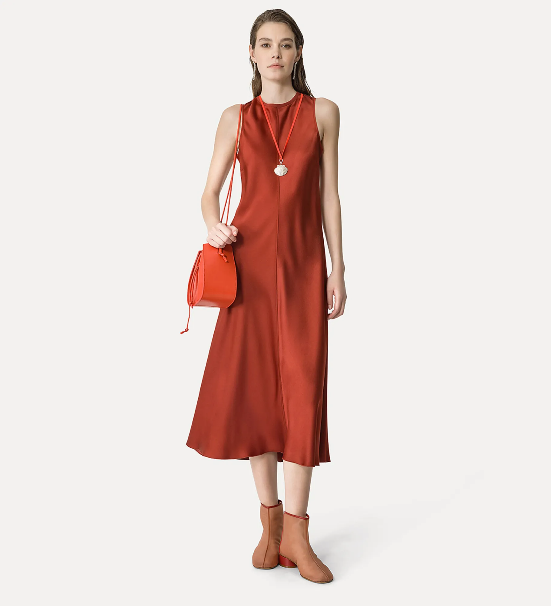 forte_forte Robes^robe ras–de–cou en satin terre