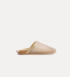 forte_forte Chaussures^sabots plats en résille de strass nude