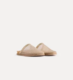 forte_forte Chaussures^sabots plats en résille de strass nude