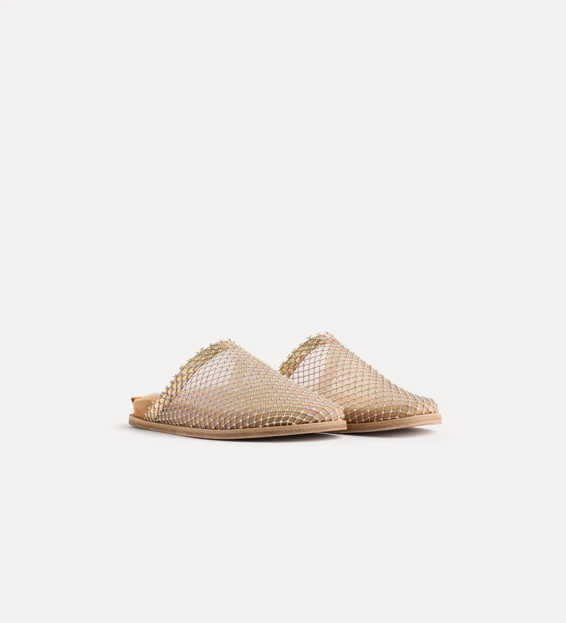 forte_forte Chaussures^sabots plats en résille de strass nude