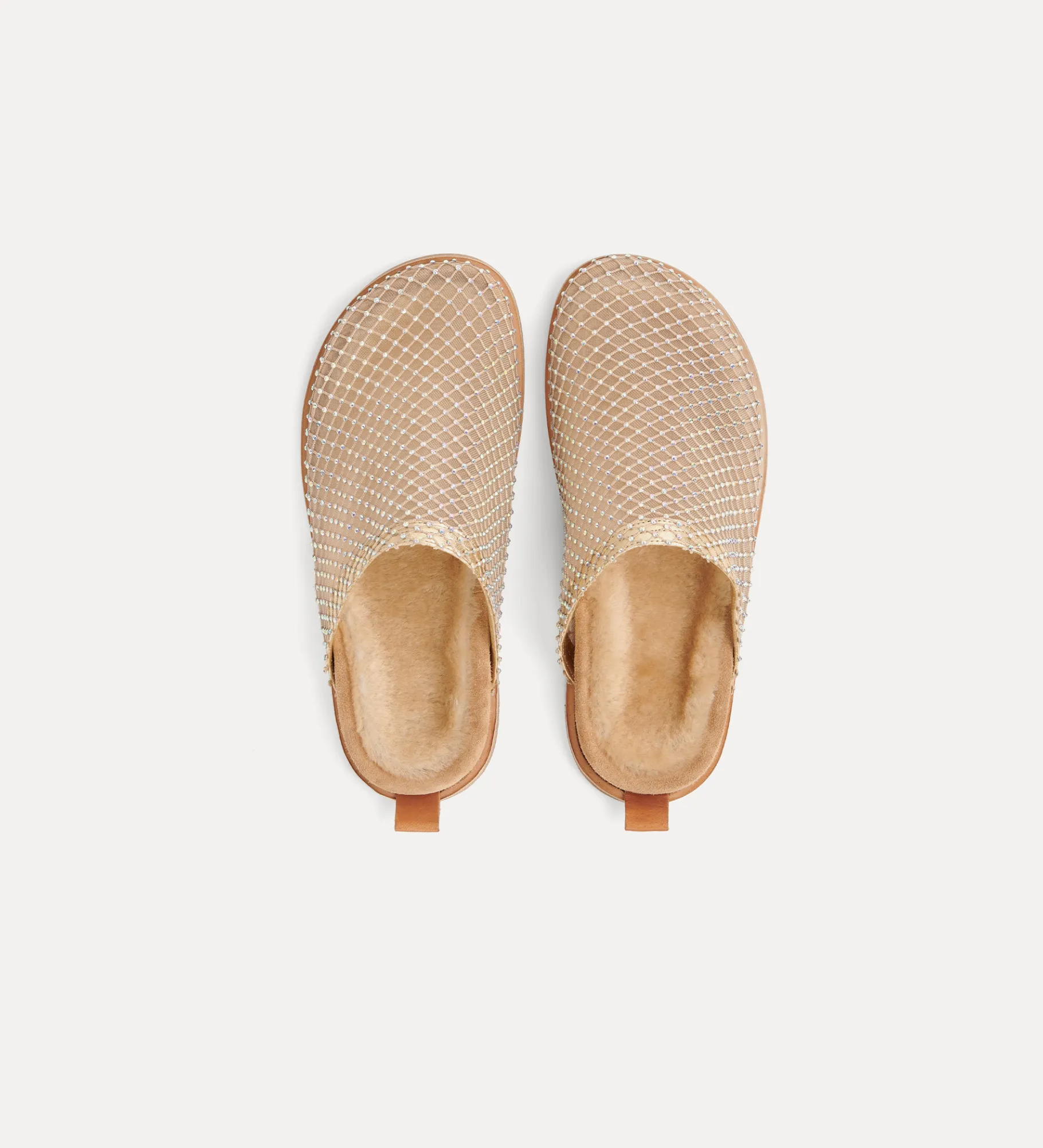 forte_forte Chaussures^sabots plats en résille de strass nude