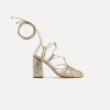 forte_forte Chaussures^sandales à haut talon en veau craquelé platino