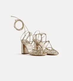 forte_forte Chaussures^sandales à haut talon en veau craquelé platino
