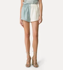 forte_forte Pantalons^short en lin pour femme color block acqua