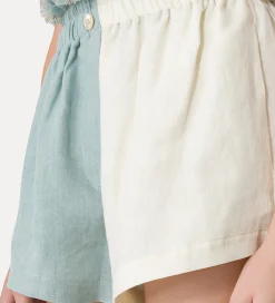 forte_forte Pantalons^short en lin pour femme color block acqua
