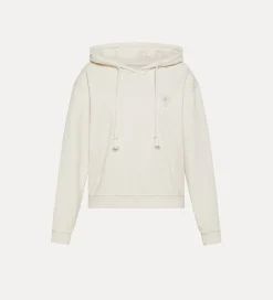 forte_forte Hauts^sweat–shirt à capuche essential en molleton de coton diagonal ivory