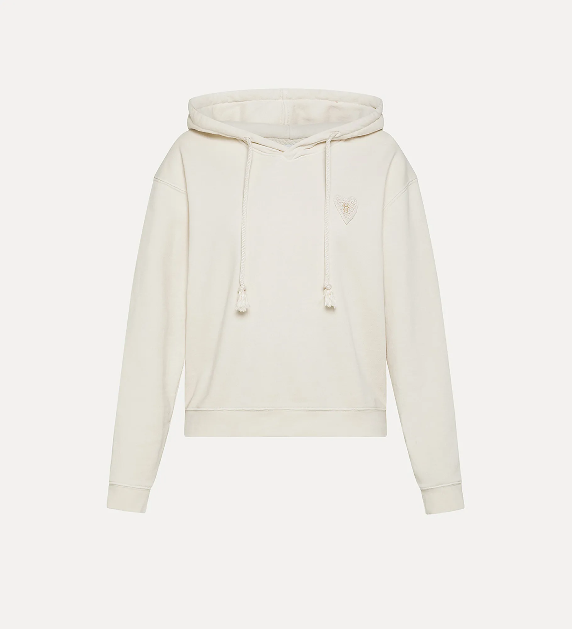 forte_forte Hauts^sweat–shirt à capuche essential en molleton de coton diagonal ivory