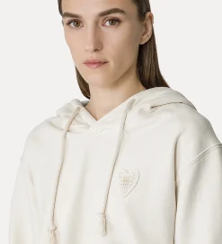 forte_forte Hauts^sweat–shirt à capuche essential en molleton de coton diagonal ivory