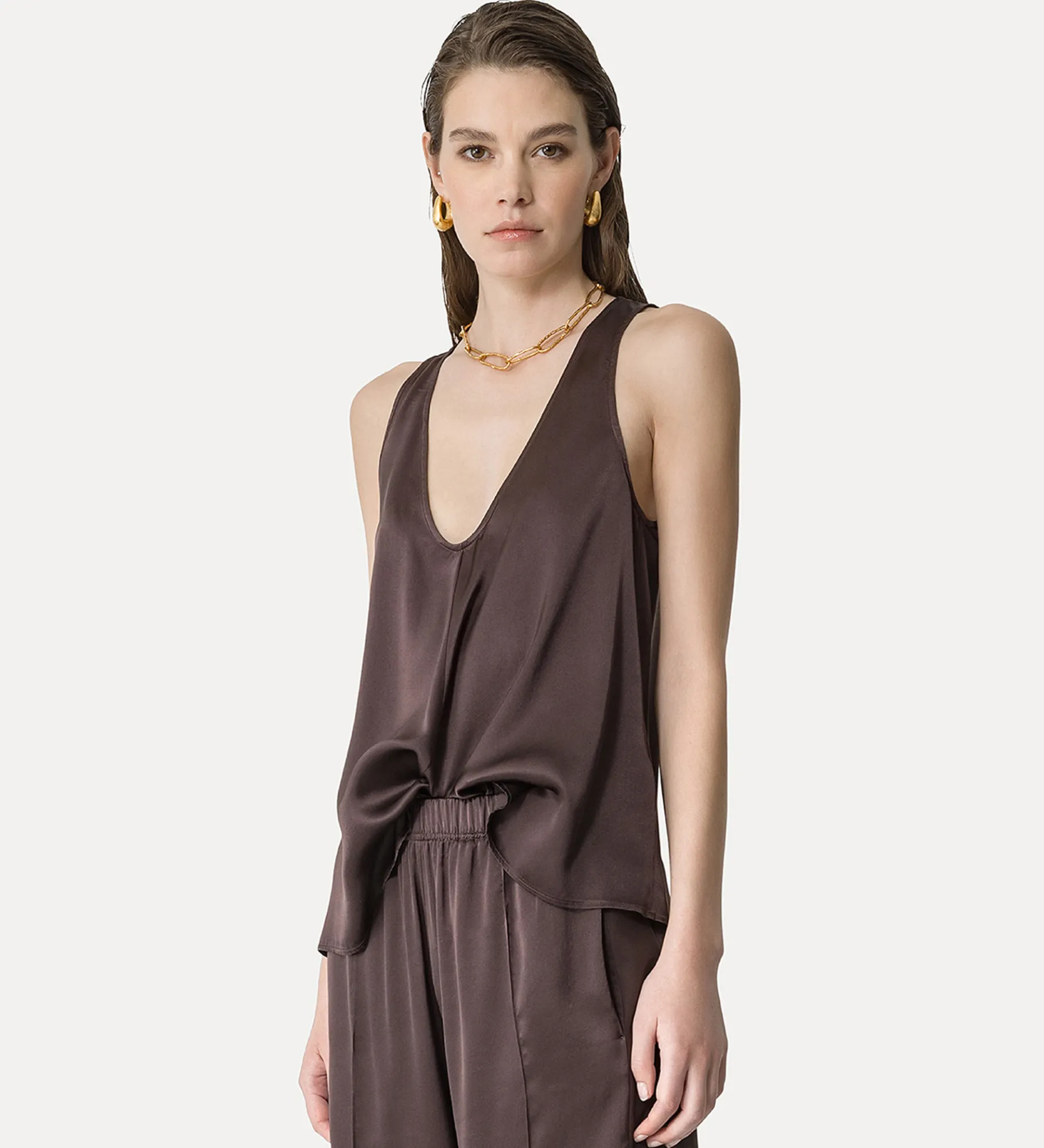 forte_forte Hauts^top en satin de soie élégant lava