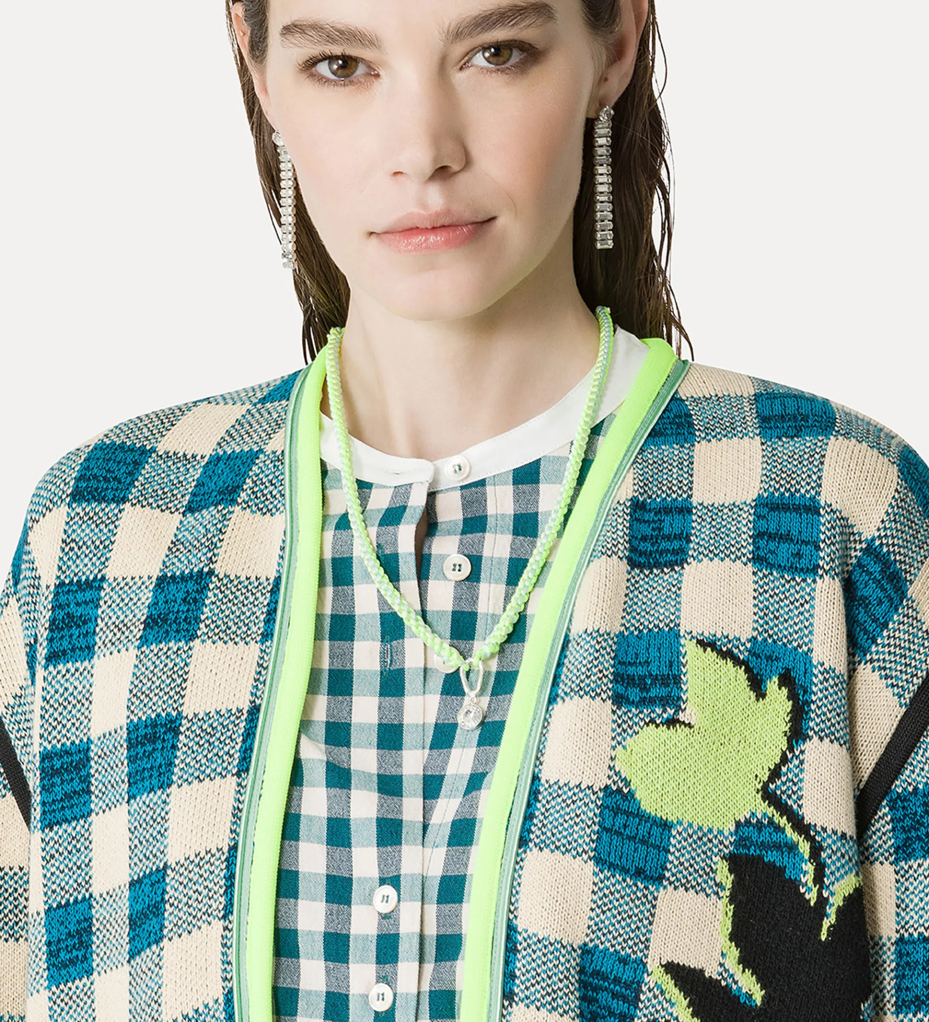forte_forte Tricots^veste à carreaux peacock