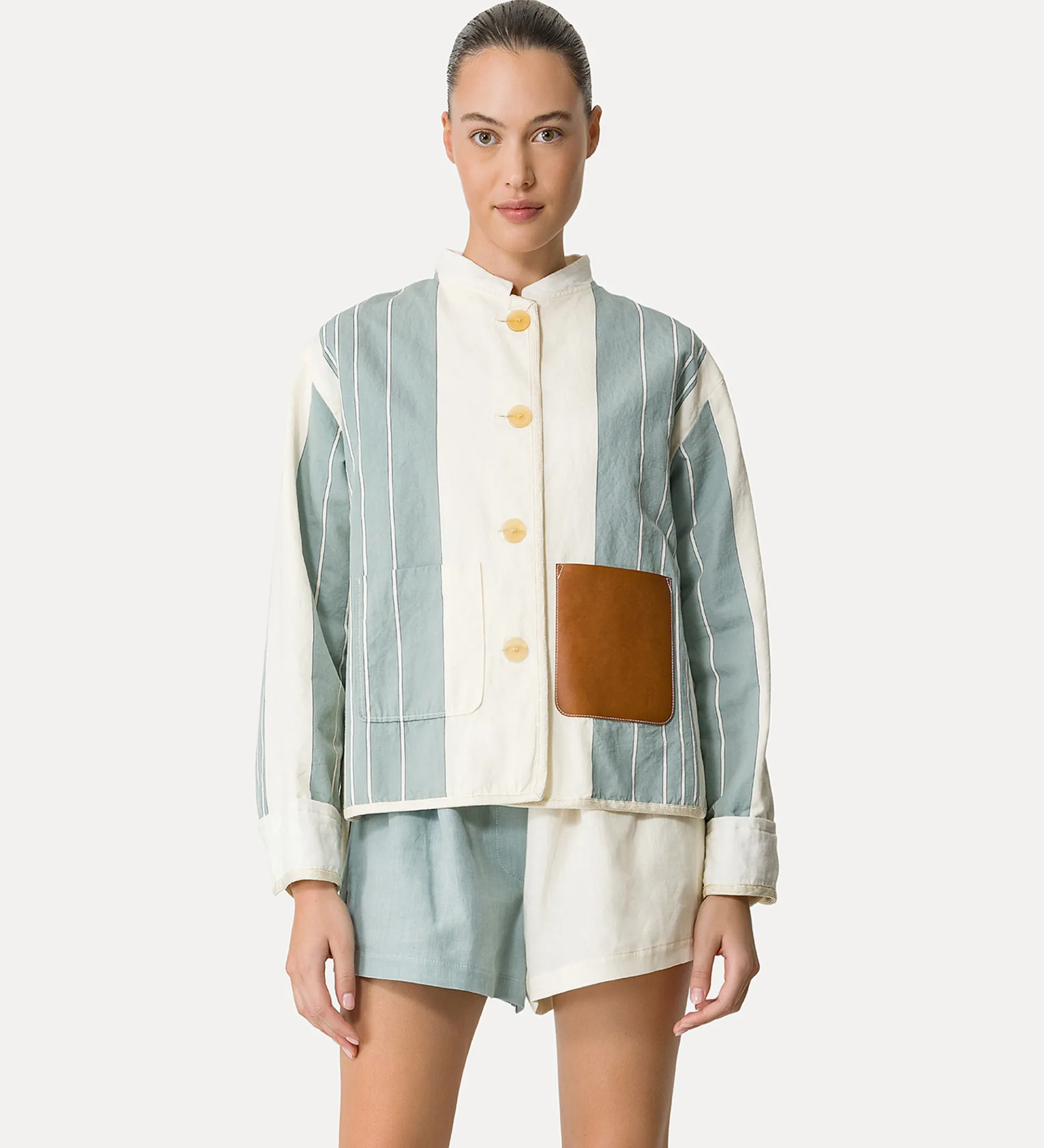 forte_forte Vestes^veste de travail en coton et lin acqua