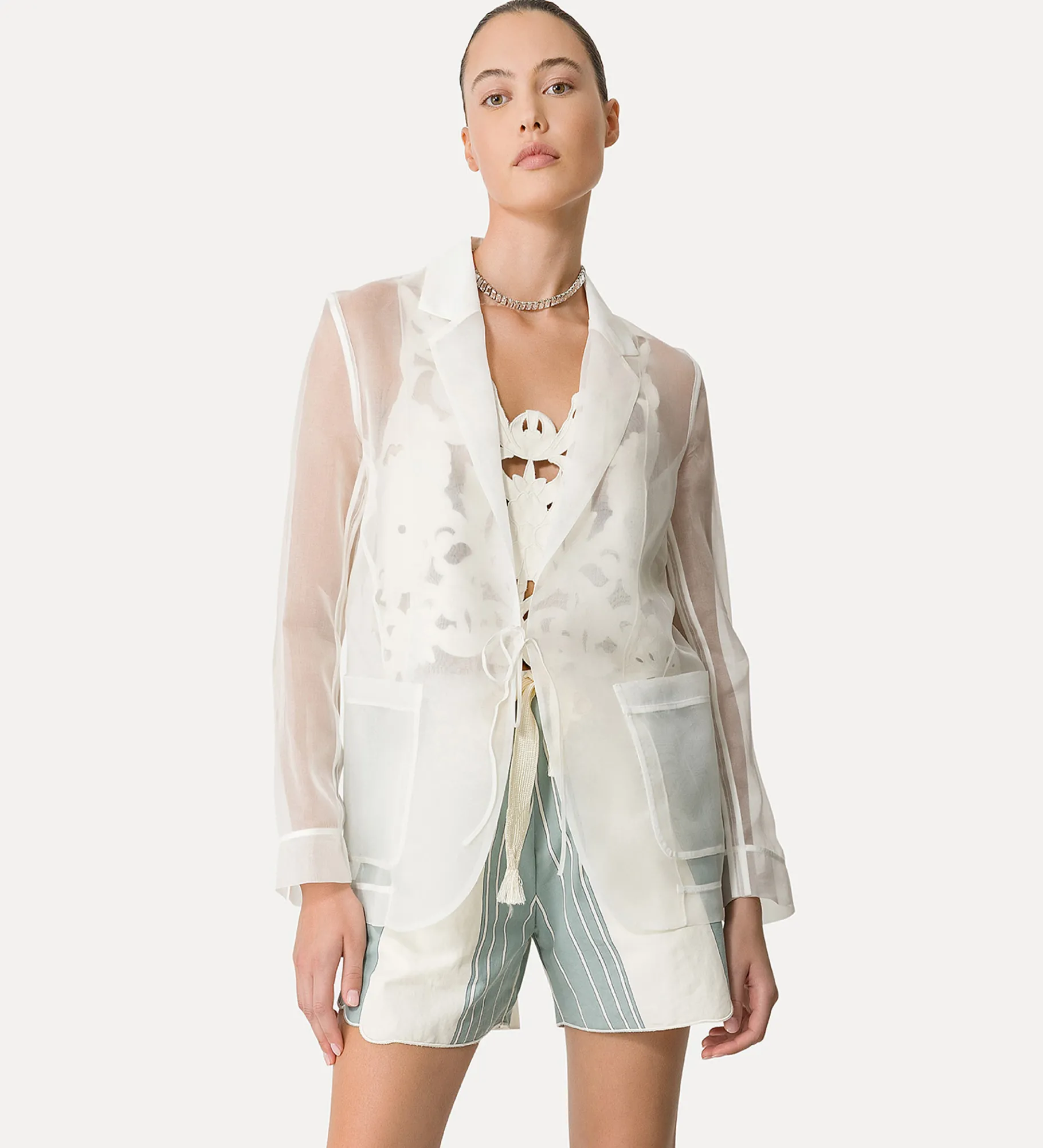 forte_forte Vestes^veste en organza de soie giglio