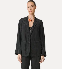 forte_forte Vestes^veste oversize pour femme en satin noir