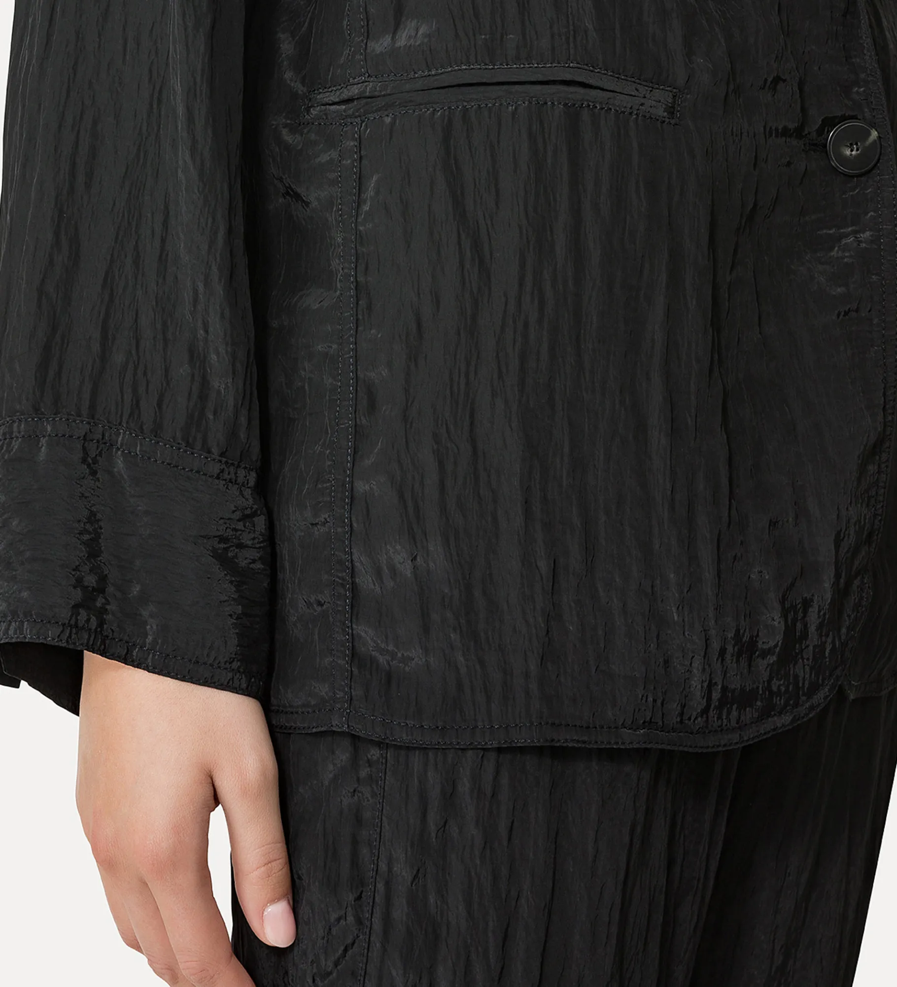 forte_forte Vestes^veste oversize pour femme en satin noir