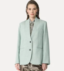 forte_forte Vestes^veste sans col en lin mélangé bleu ciel breeze
