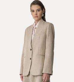 forte_forte Vestes^veste sans col en lin mélangé dune