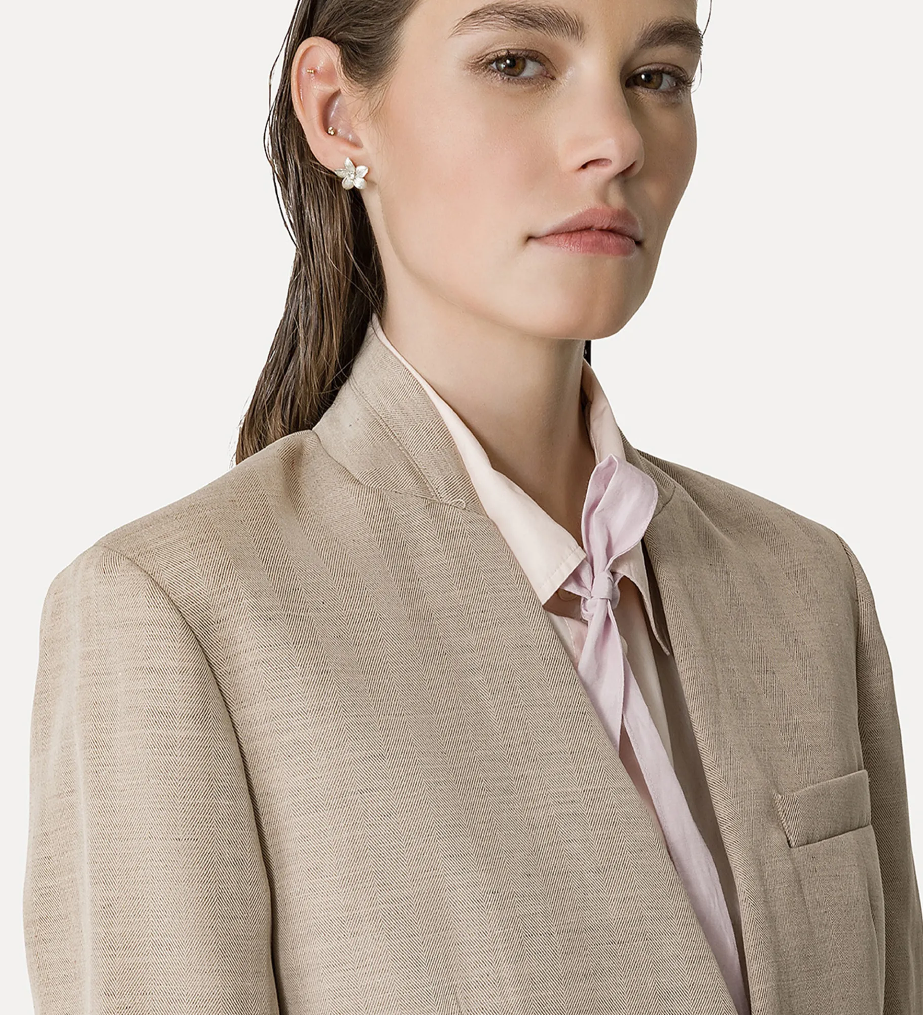 forte_forte Vestes^veste sans col en lin mélangé dune