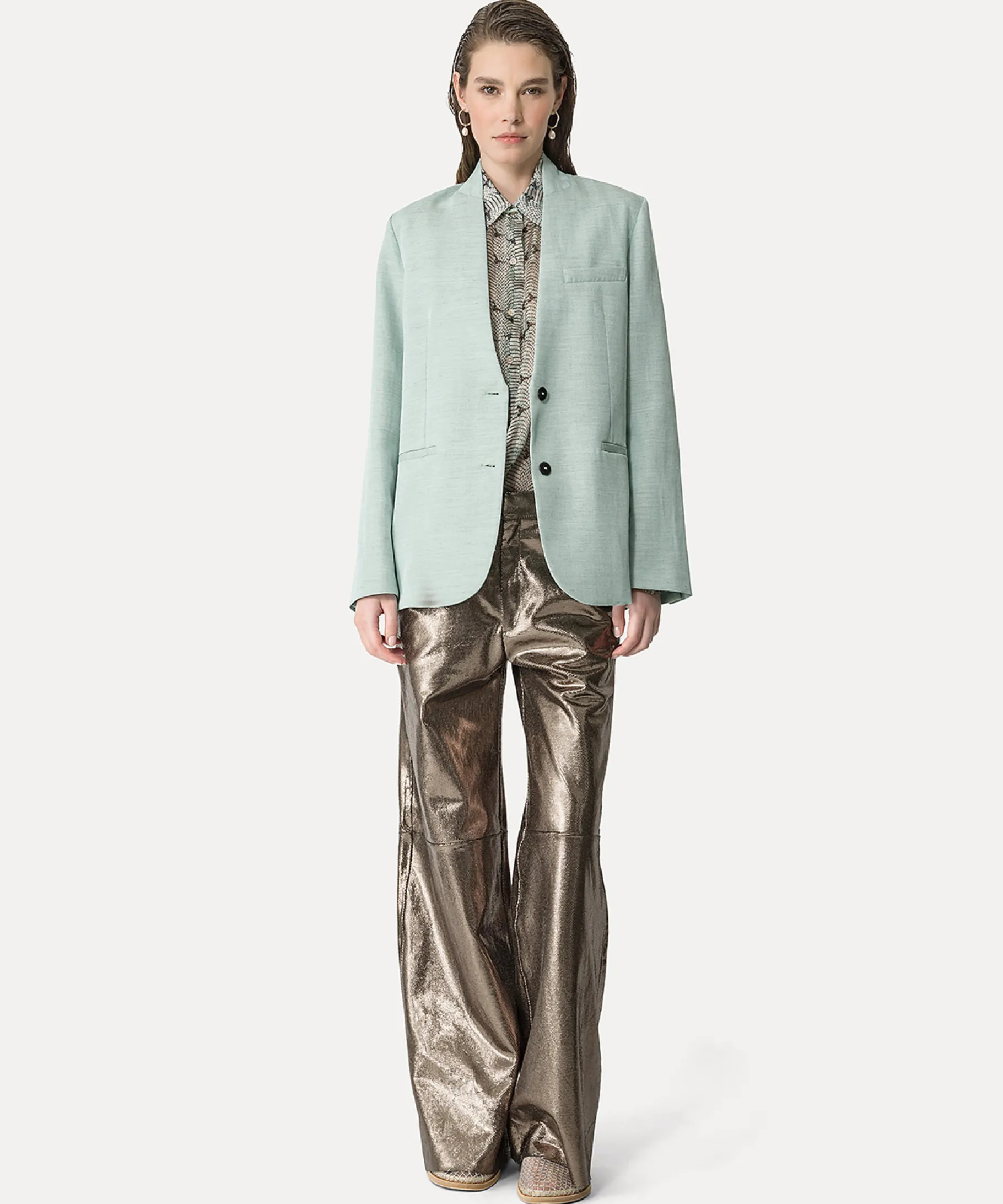 forte_forte Vestes^veste sans col en lin mélangé bleu ciel breeze