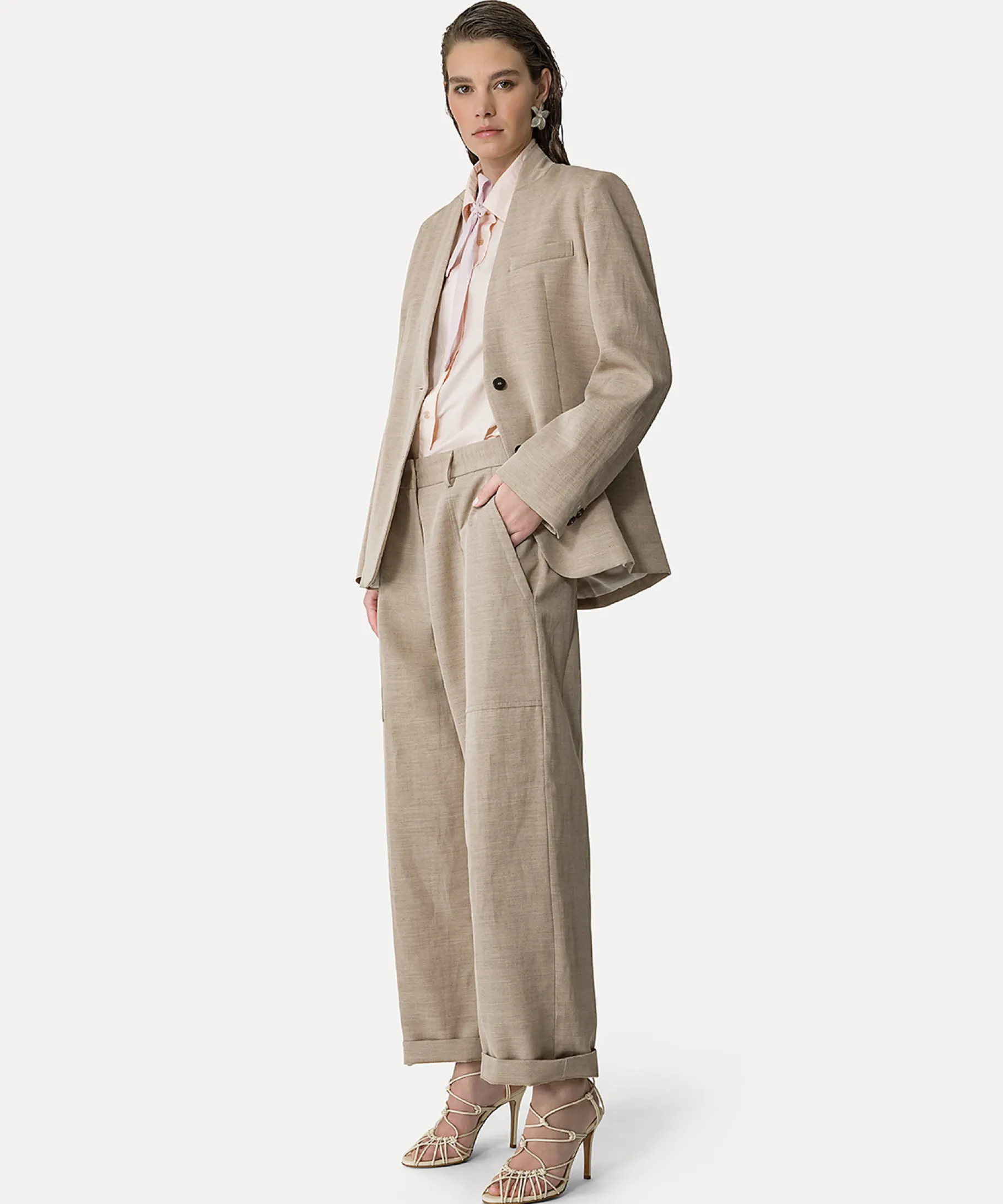 forte_forte Vestes^veste sans col en lin mélangé dune